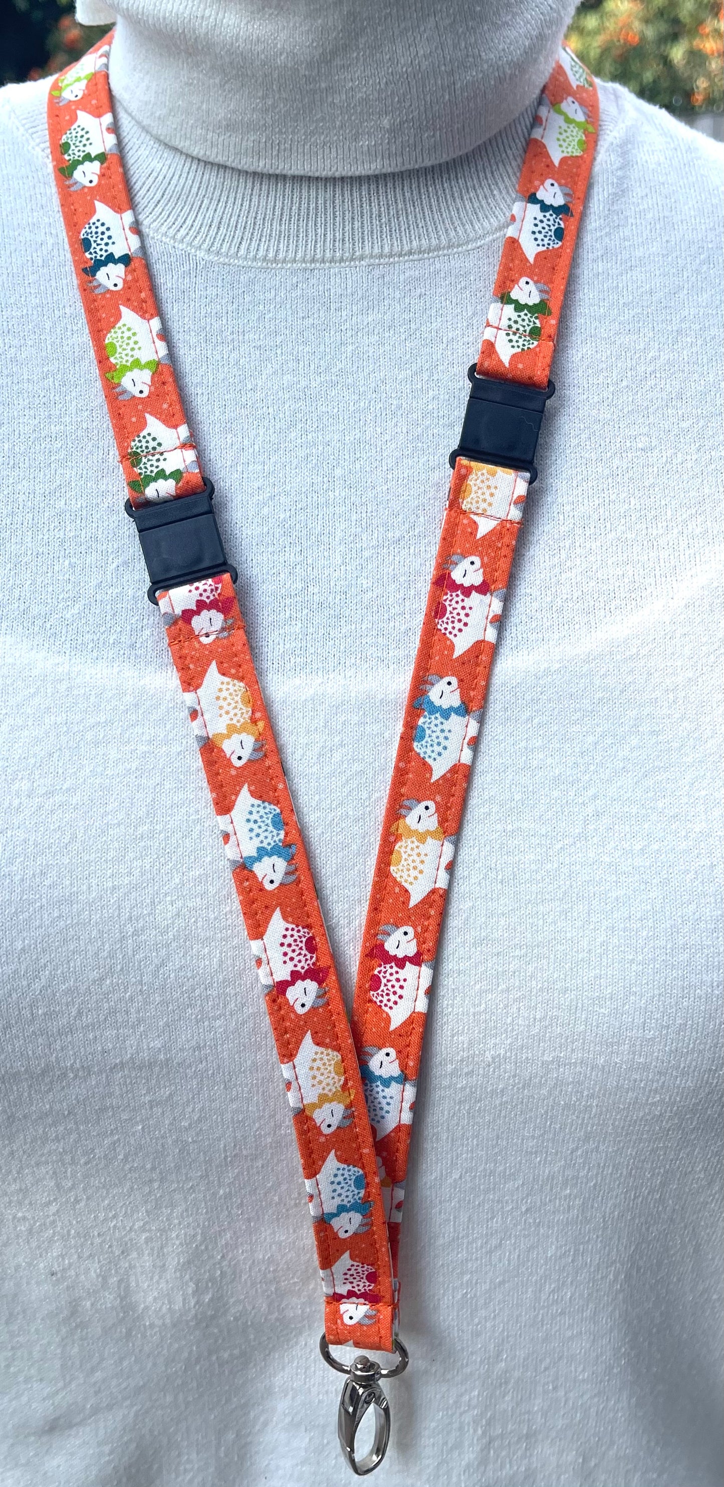 Orange Dinosaurs Fabric Breakaway Lanyard