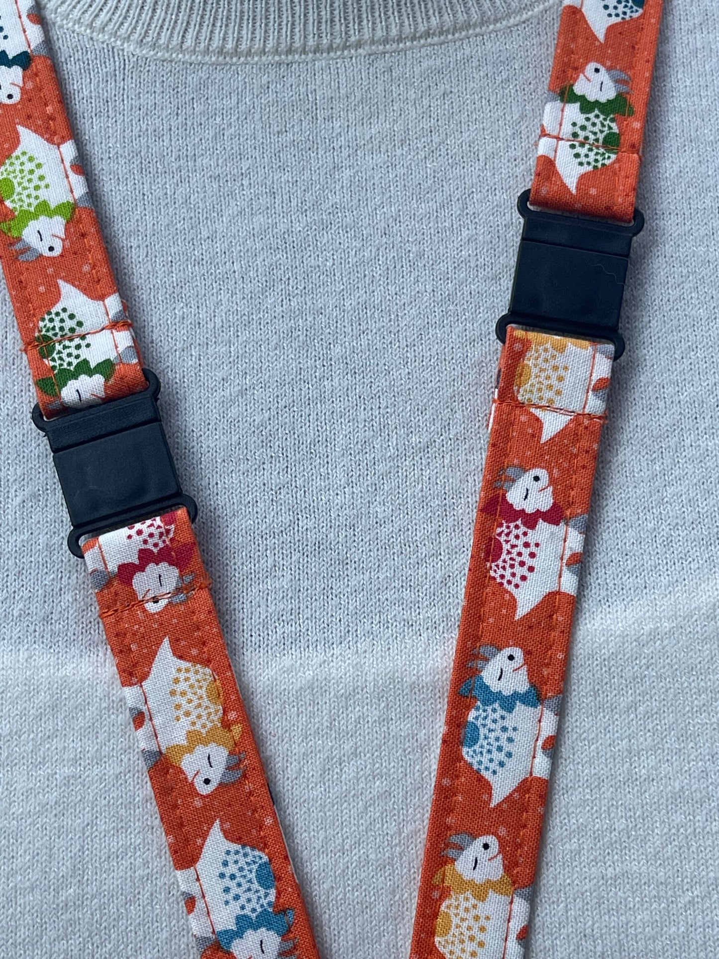 Orange Dinosaurs Fabric Breakaway Lanyard