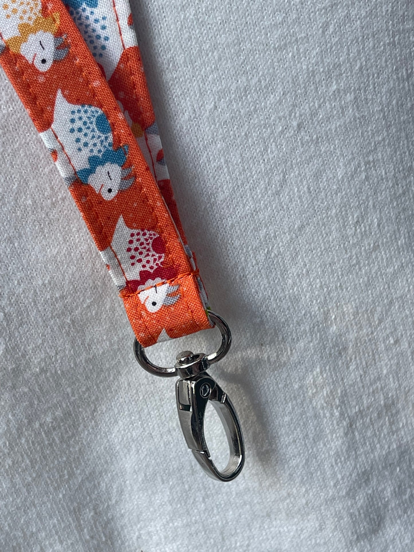 Orange Dinosaurs Fabric Breakaway Lanyard