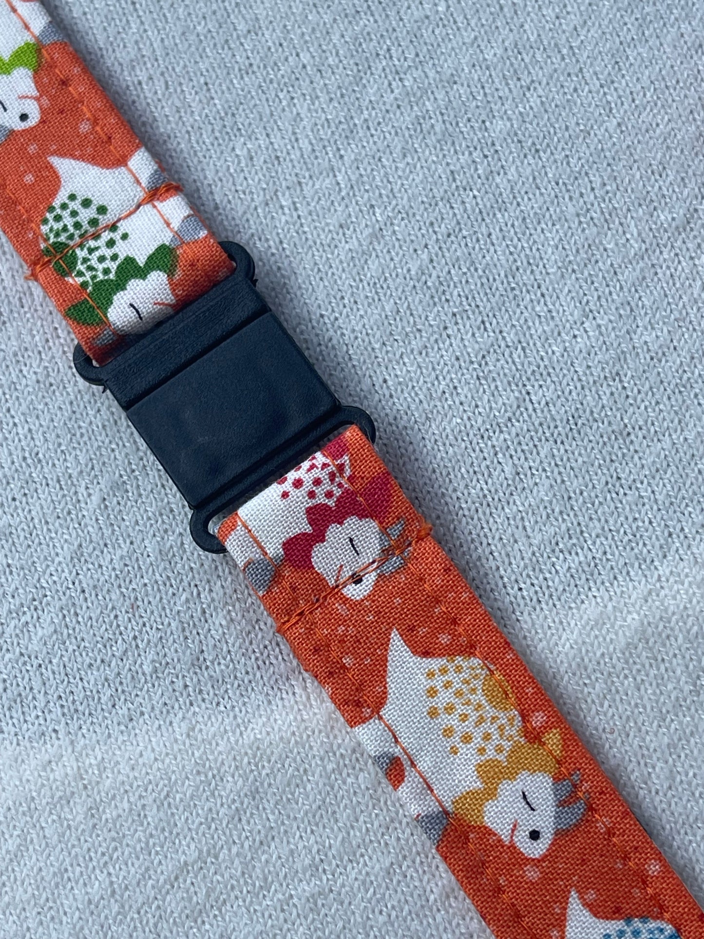 Orange Dinosaurs Fabric Breakaway Lanyard