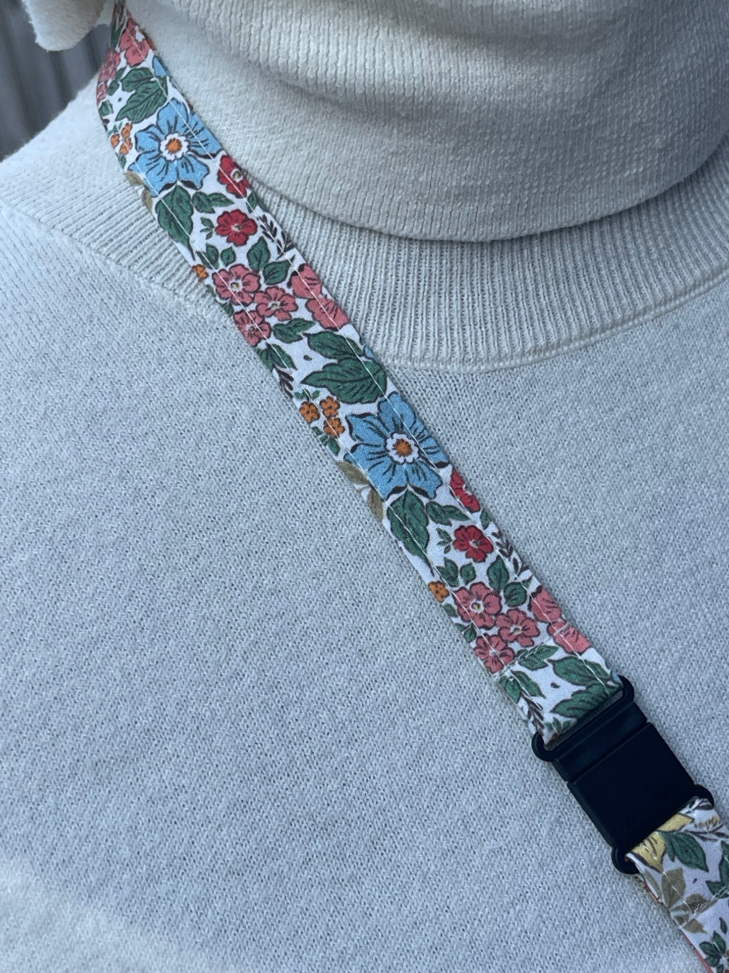 Pastel flowers Fabric Breakaway Lanyard