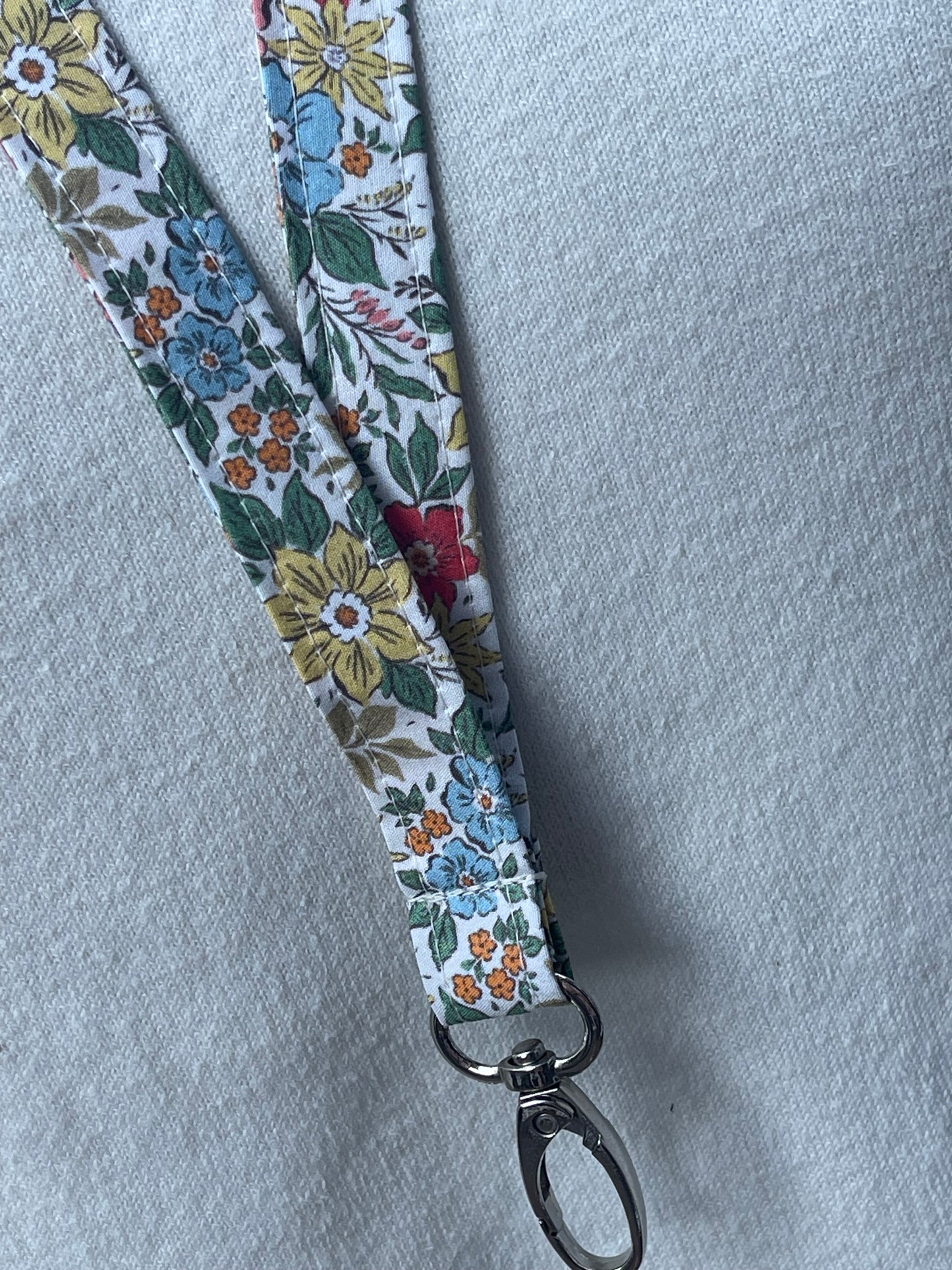 Pastel flowers Fabric Breakaway Lanyard