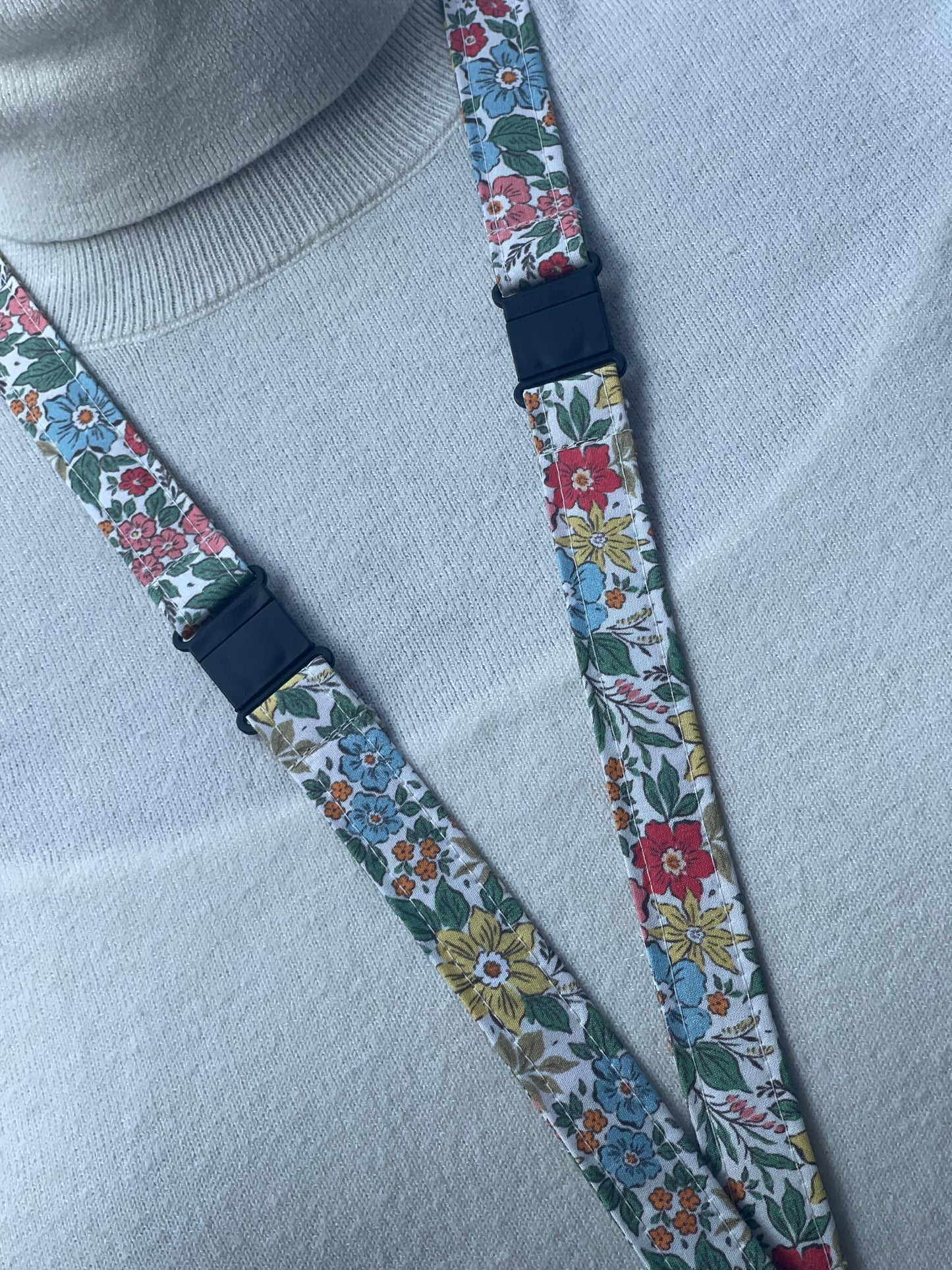 Pastel flowers Fabric Breakaway Lanyard