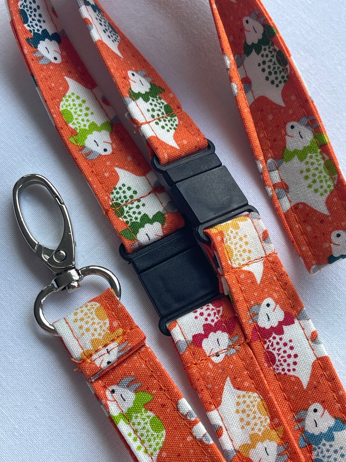 Orange Dinosaurs Fabric Breakaway Lanyard