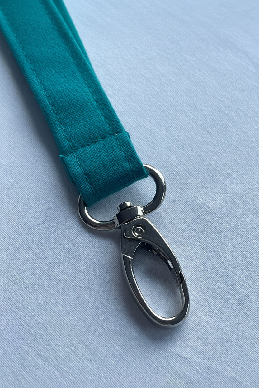 Plain Teal Fabric safety Breakaway Lanyard