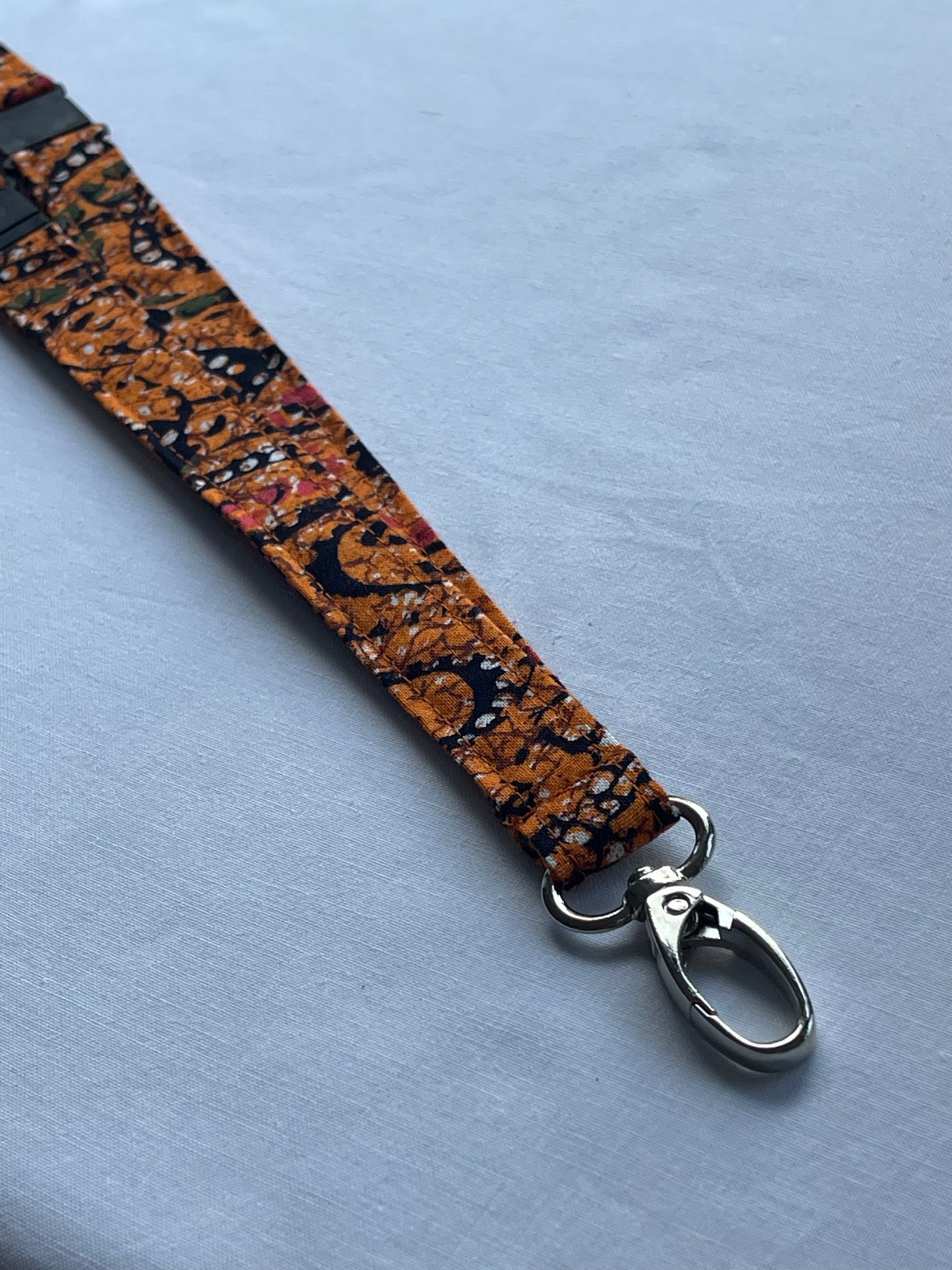Reclaimed fabric: Spiced Paisley breakaway lanyard