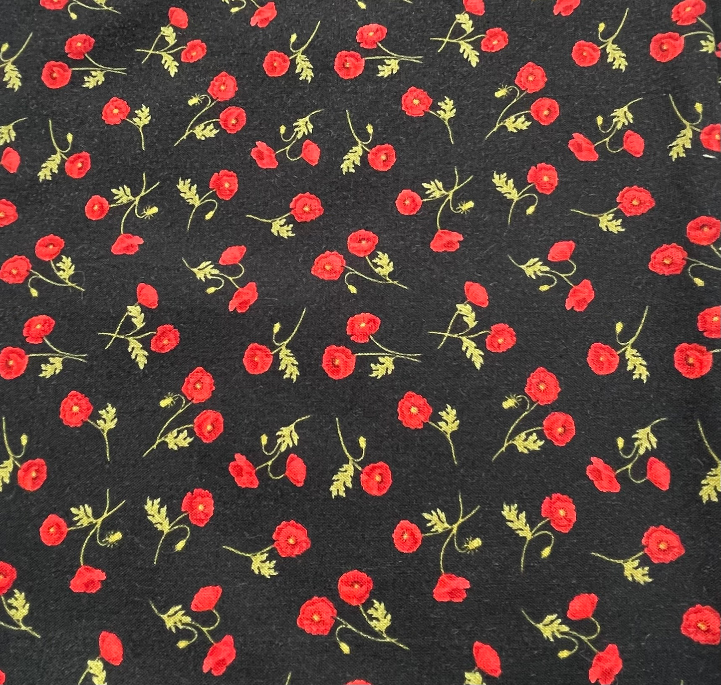 Black Poppies Fabric Breakaway Lanyard