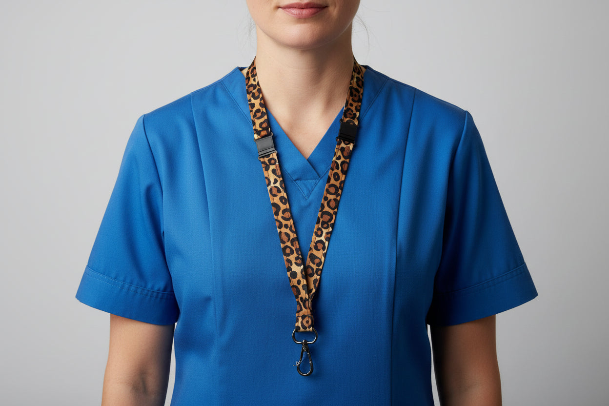 Handmade safety breakaway lanyard with multiple anti-strangulation breakaway points, designed for NHS, healthcare, mental health and security professionals