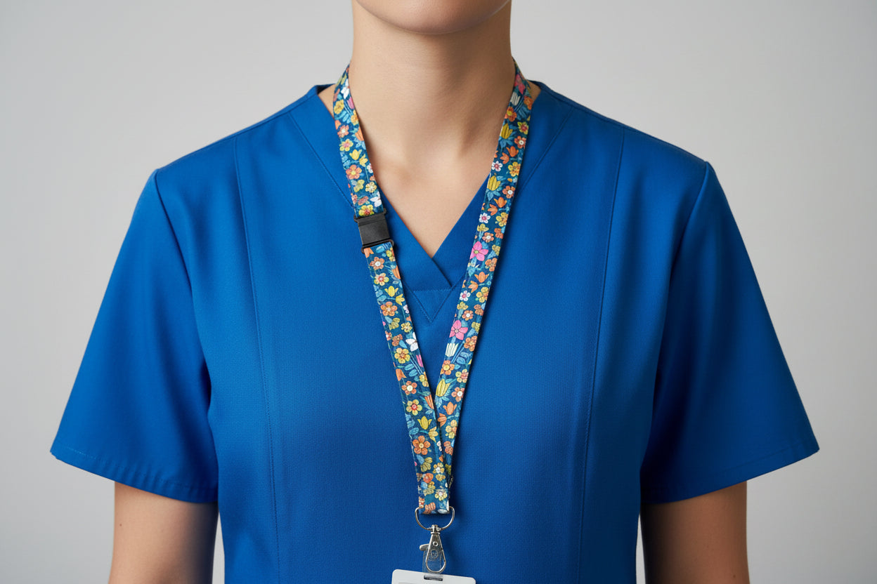 Handmade safety breakaway lanyard with anti-strangulation release points for NHS, healthcare, education and security staff