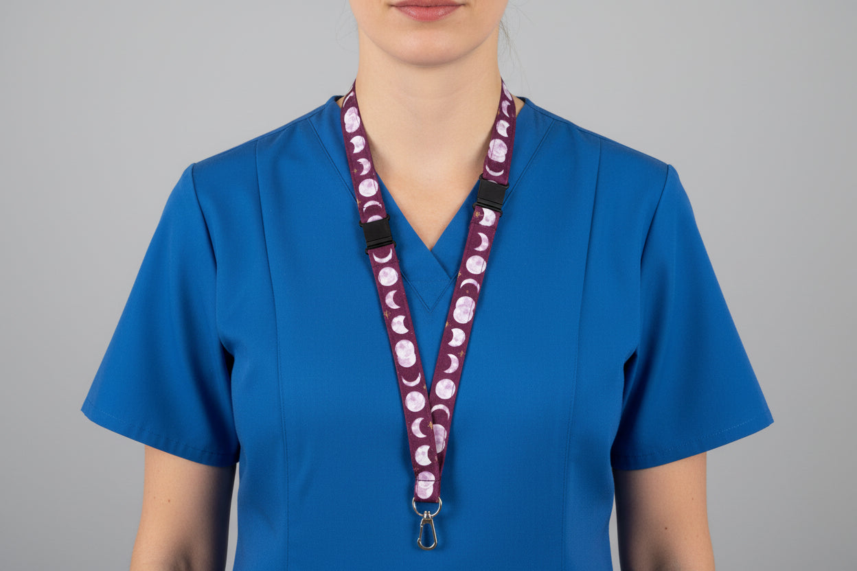 Handmade safety breakaway lanyard with anti-strangulation release points for NHS, healthcare, education and security staff