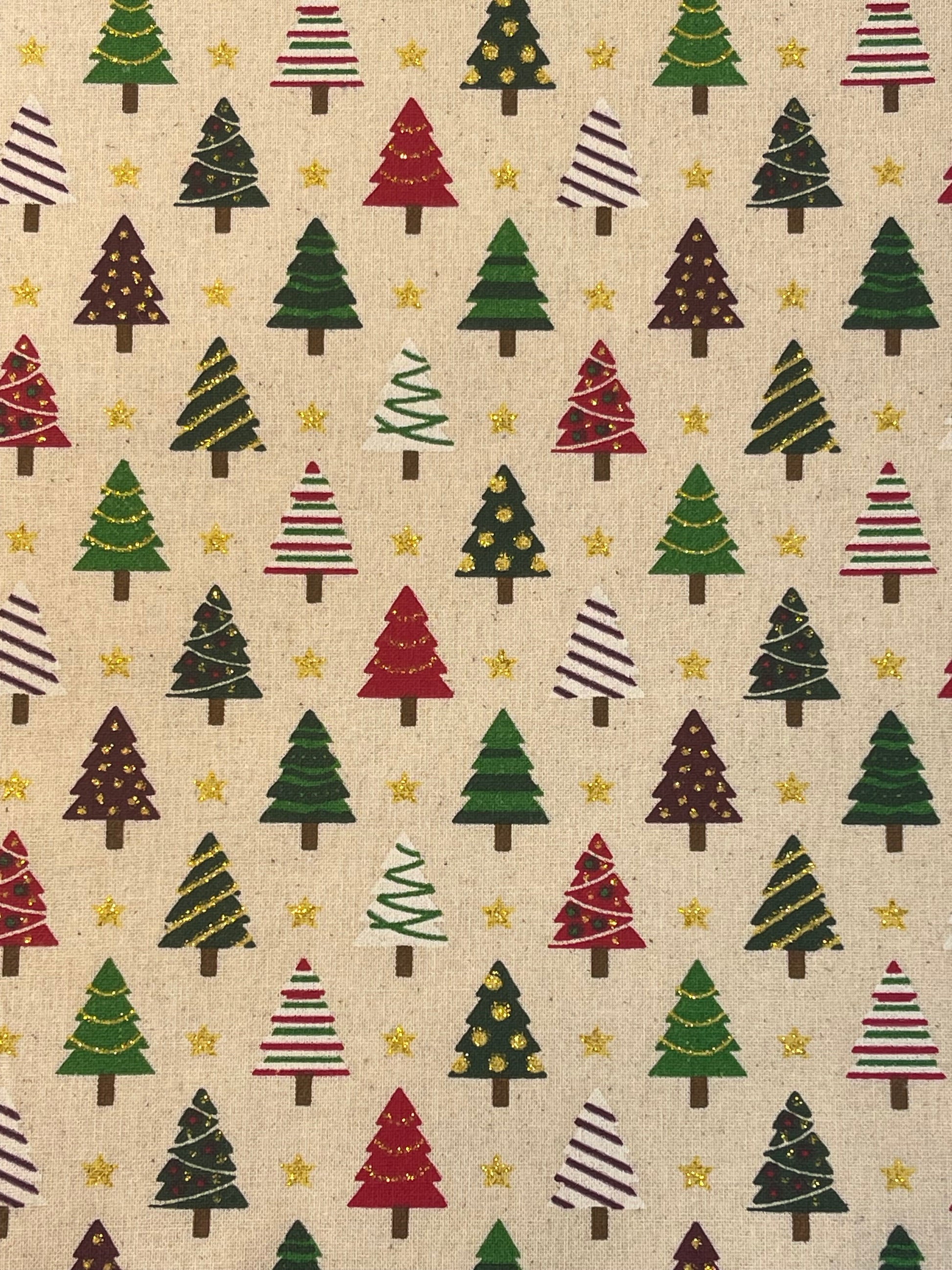 Pattern of Christmas trees on a beige background