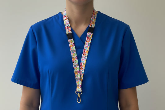 Handmade safety breakaway lanyard with multiple anti-strangulation breakaway points, designed for NHS, healthcare, mental health and security professionals