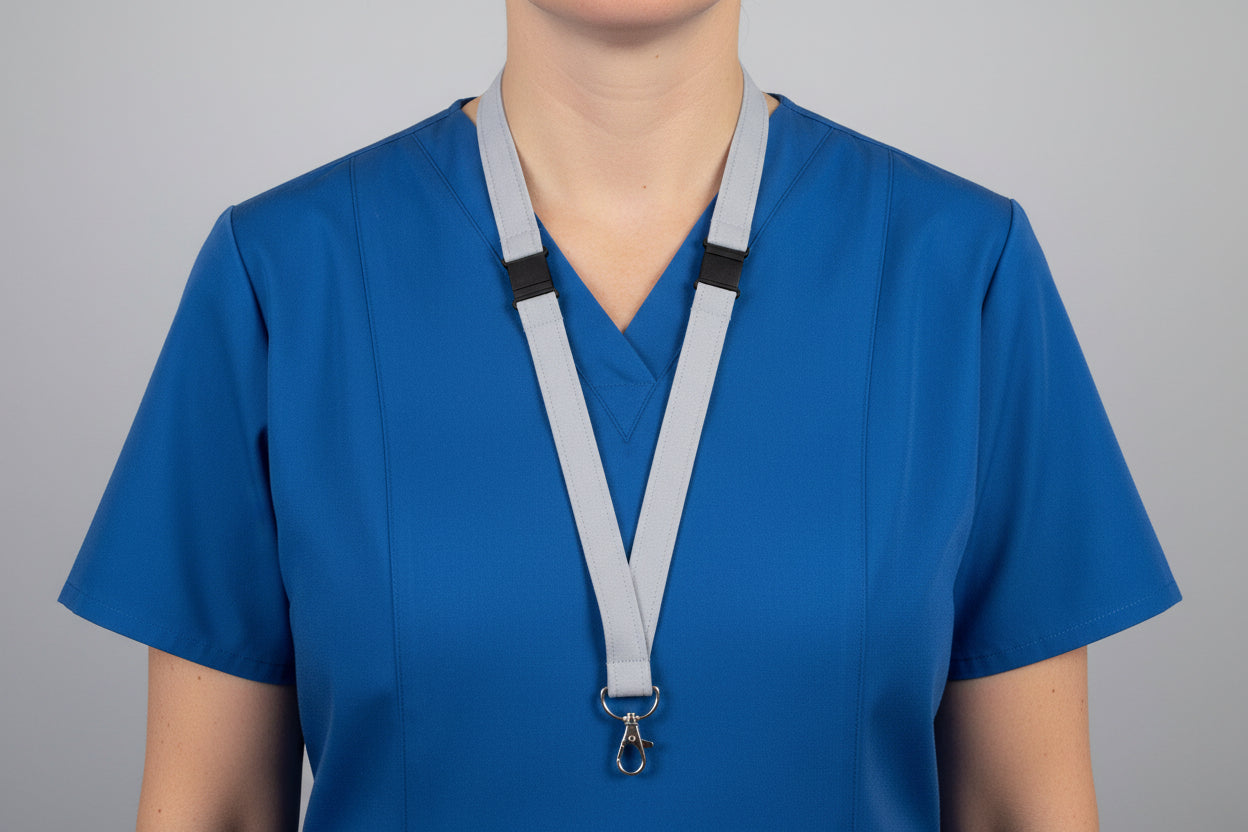 Handmade safety breakaway lanyard with anti-strangulation release points for NHS, healthcare, education and security staff