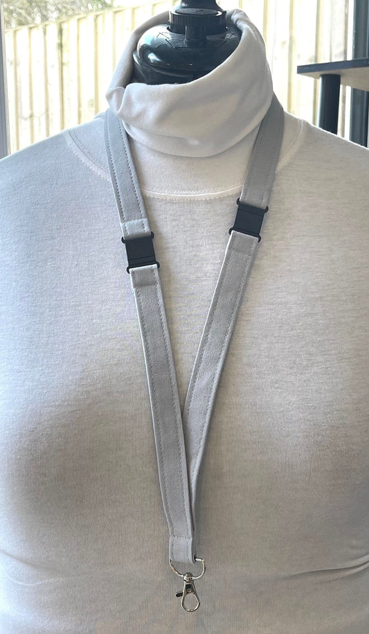 Plain: Light Grey Fabric Breakaway Lanyard - House of Lanyards