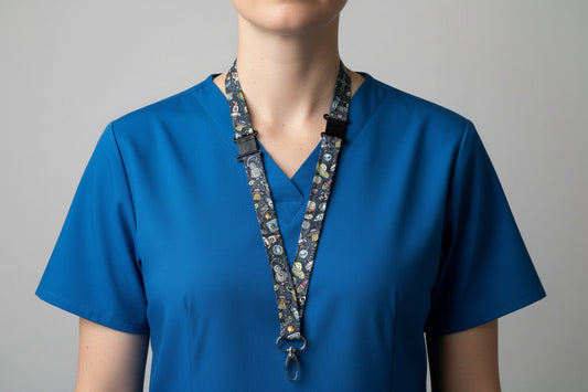 Handmade safety breakaway lanyard with anti-strangulation release points for NHS, healthcare, education and security staff