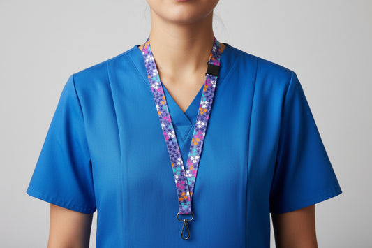 Handmade safety breakaway lanyard with multiple anti-strangulation breakaway points, designed for NHS, healthcare, mental health and security professionals