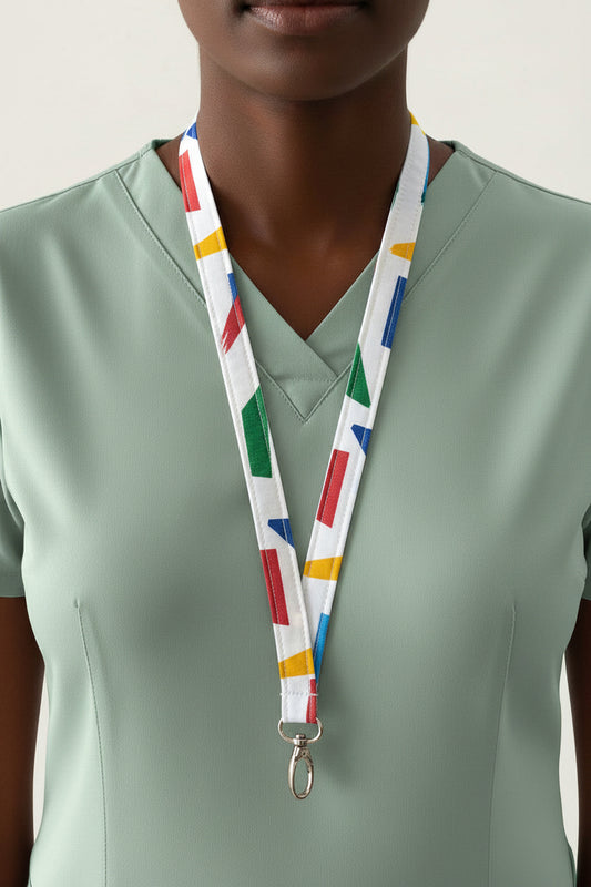 Reclaimed fabric: Studio Lines fabric safety breakaway lanyard