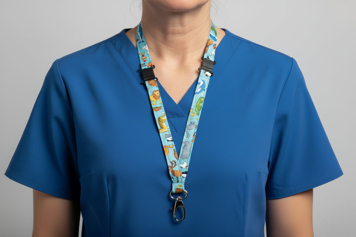 Handmade safety breakaway lanyard with anti-strangulation release points for NHS, healthcare, education and security staff