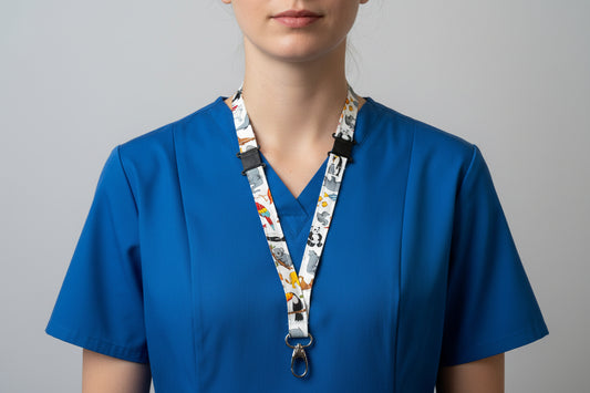 Handmade safety breakaway lanyard with anti-strangulation release points for NHS, healthcare, education and security staff
