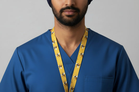 Handmade safety breakaway lanyard with anti-strangulation release points for NHS, healthcare, education and security staff