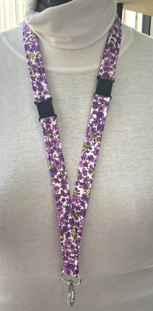 Lavender floral Fabric Breakaway Lanyard image 0