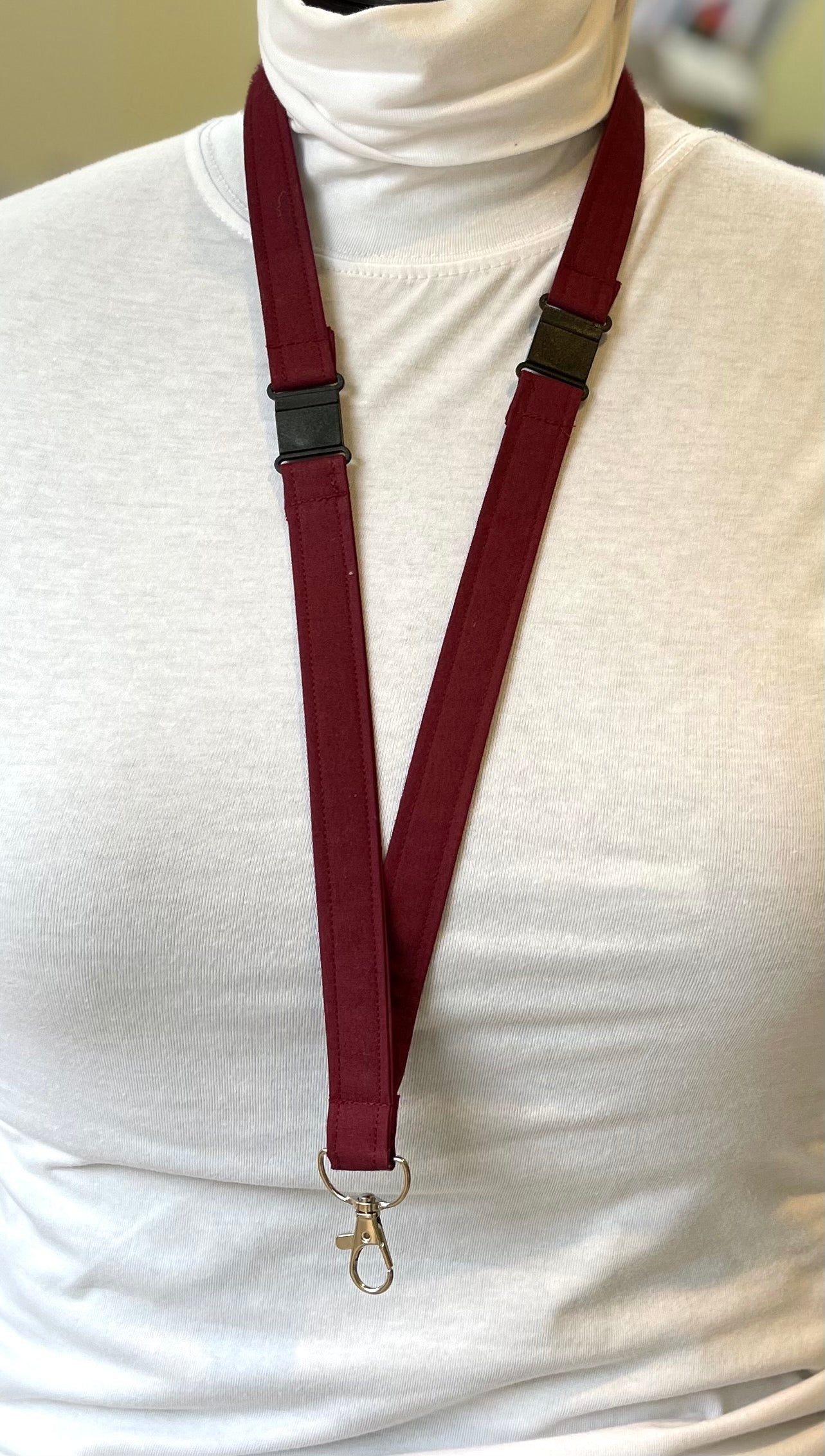 Maroon Plain Fabric Breakaway Lanyard image 0