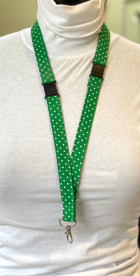 Green Spotty Fabric Breakaway Lanyard image 0