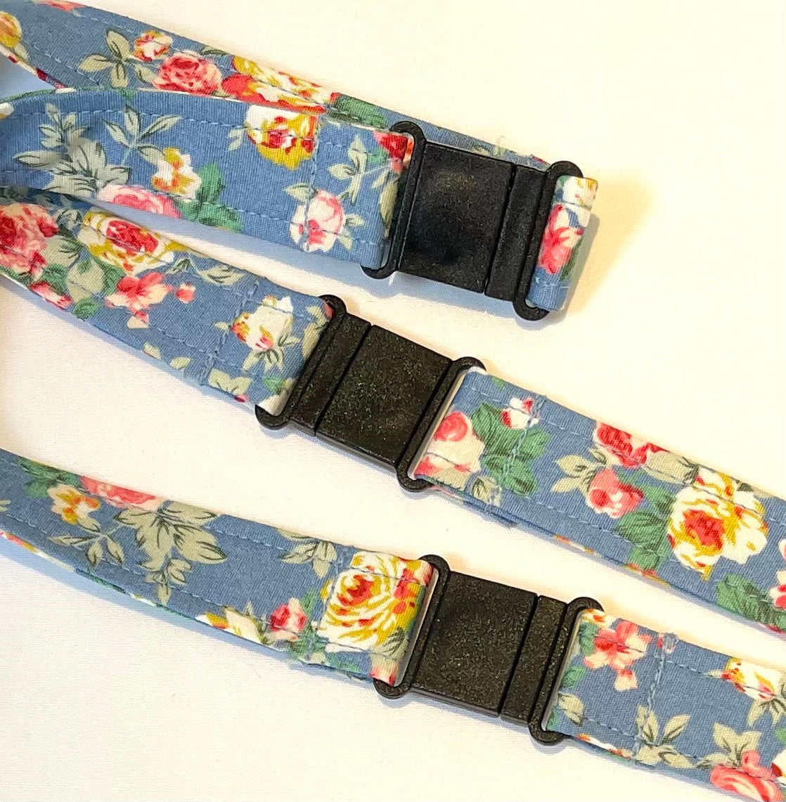 Sky Blue Floral Fabric Breakaway Lanyard image 3