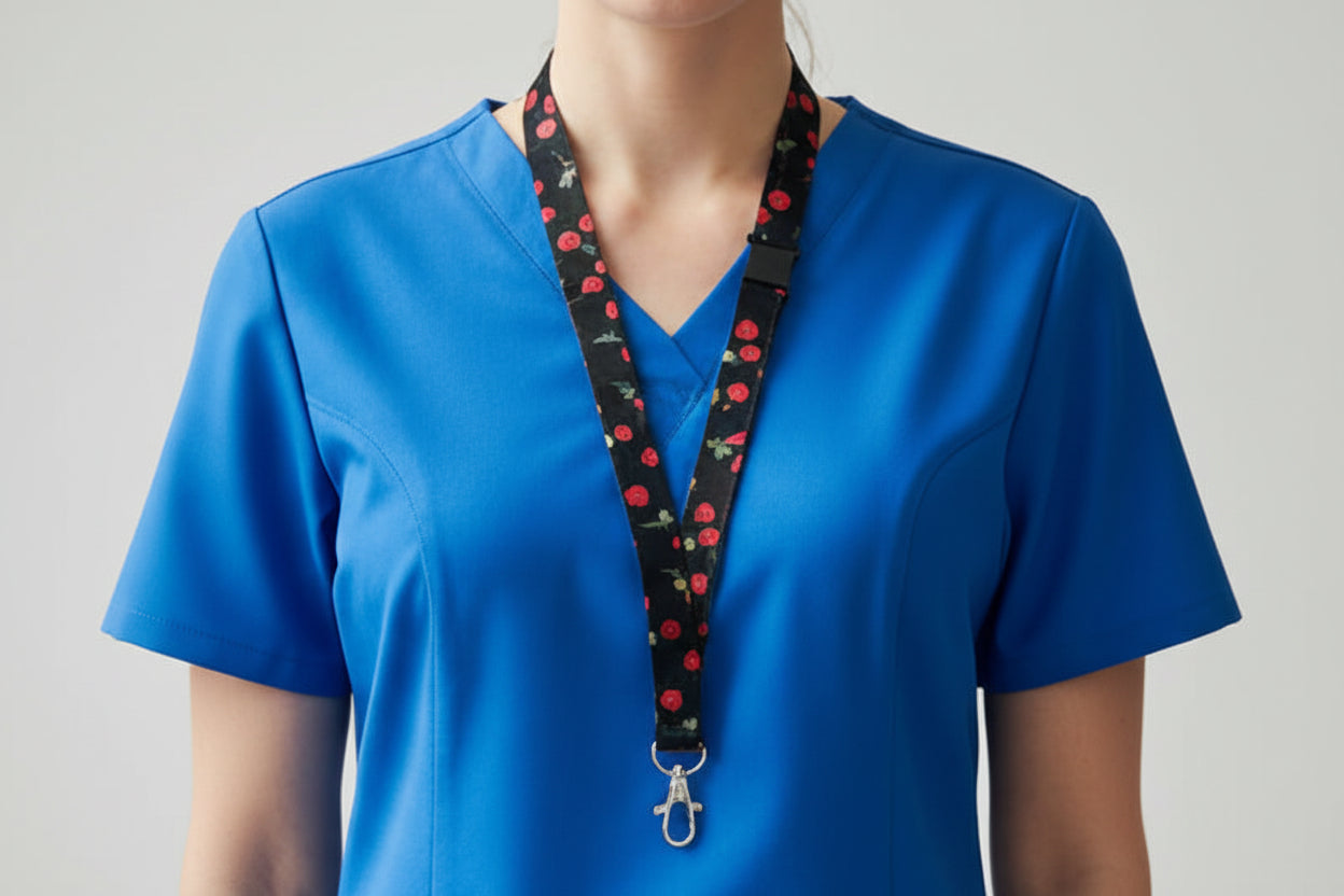 Handmade safety breakaway lanyard with anti-strangulation release points for NHS, healthcare, education and security staff