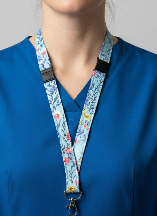 Handmade safety breakaway lanyard with anti-strangulation release points for NHS, healthcare, education and security staff