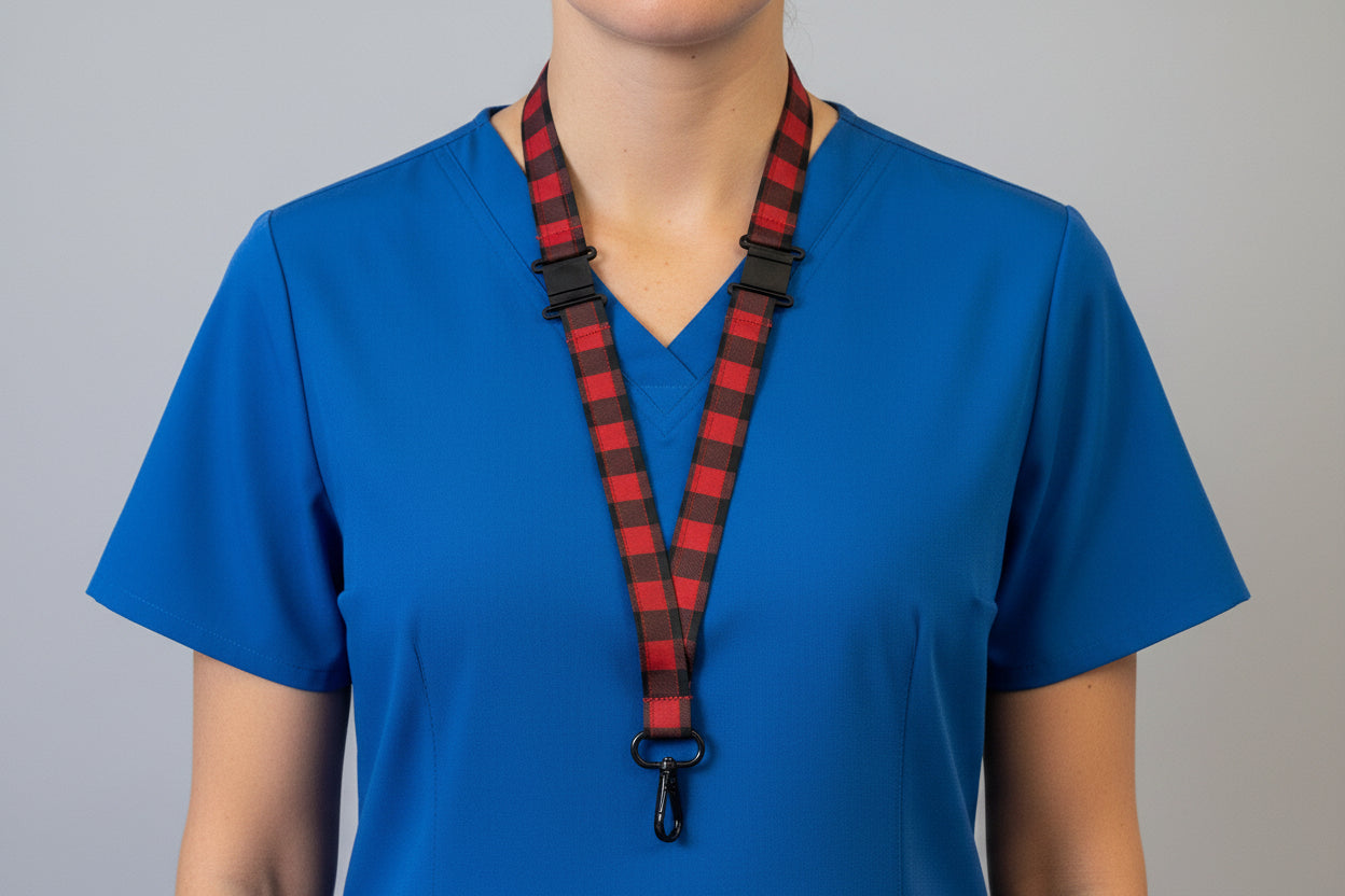 Handmade safety breakaway lanyard with anti-strangulation release points for NHS, healthcare, education and security staff