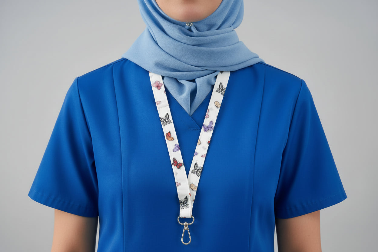 Handmade safety breakaway lanyard with anti-strangulation release points for NHS, healthcare, education and security staff