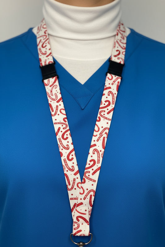 Handmade safety breakaway lanyard with anti-strangulation release points for NHS, healthcare, education and security staff