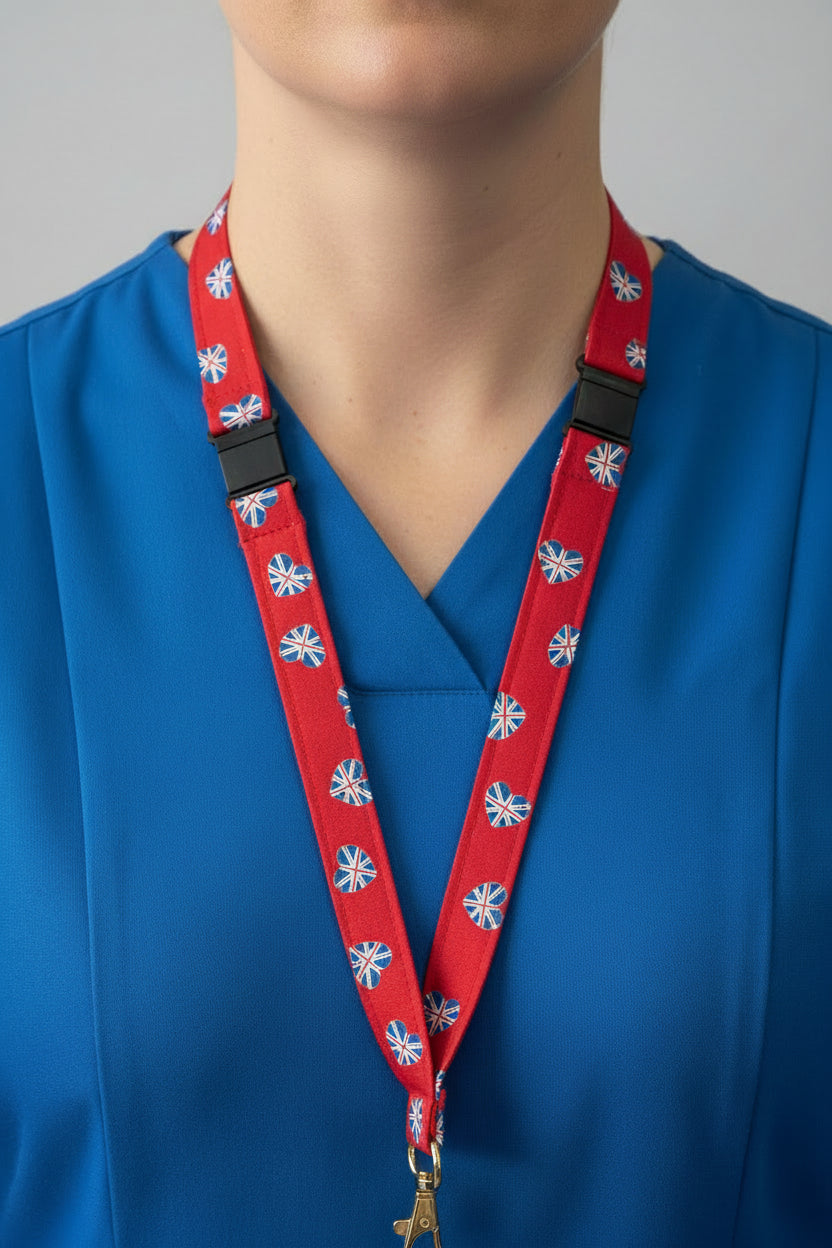 Handmade safety breakaway lanyard with anti-strangulation release points for NHS, healthcare, education and security staff