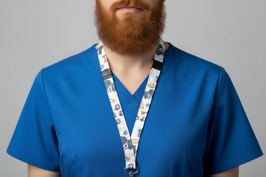 Handmade safety breakaway lanyard with anti-strangulation release points for NHS, healthcare, education and security staff