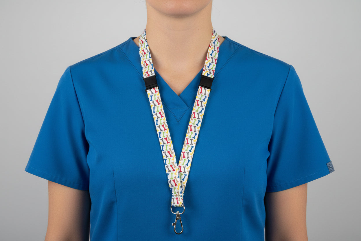 Handmade safety breakaway lanyard with anti-strangulation release points for NHS, healthcare, education and security staff