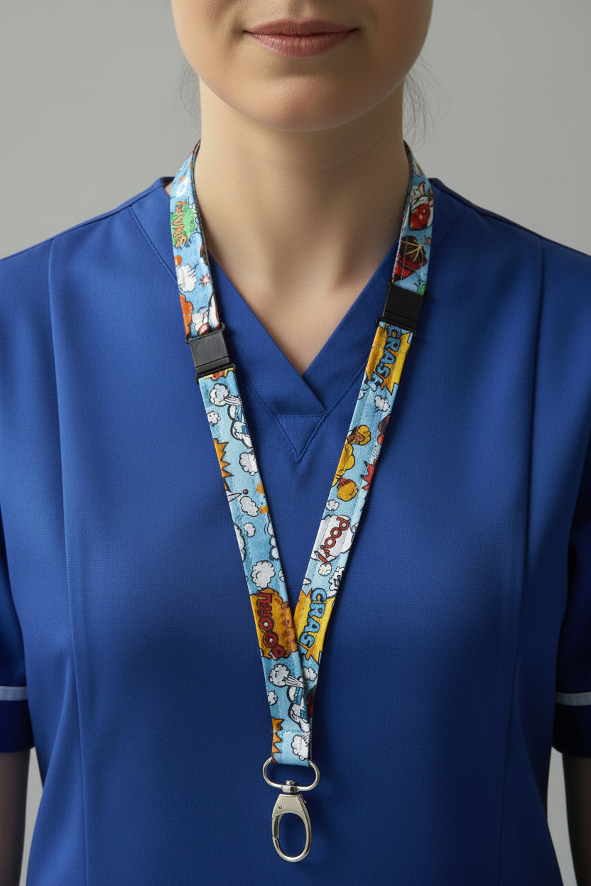 Handmade safety breakaway lanyard with anti-strangulation release points for NHS, healthcare, education and security staff