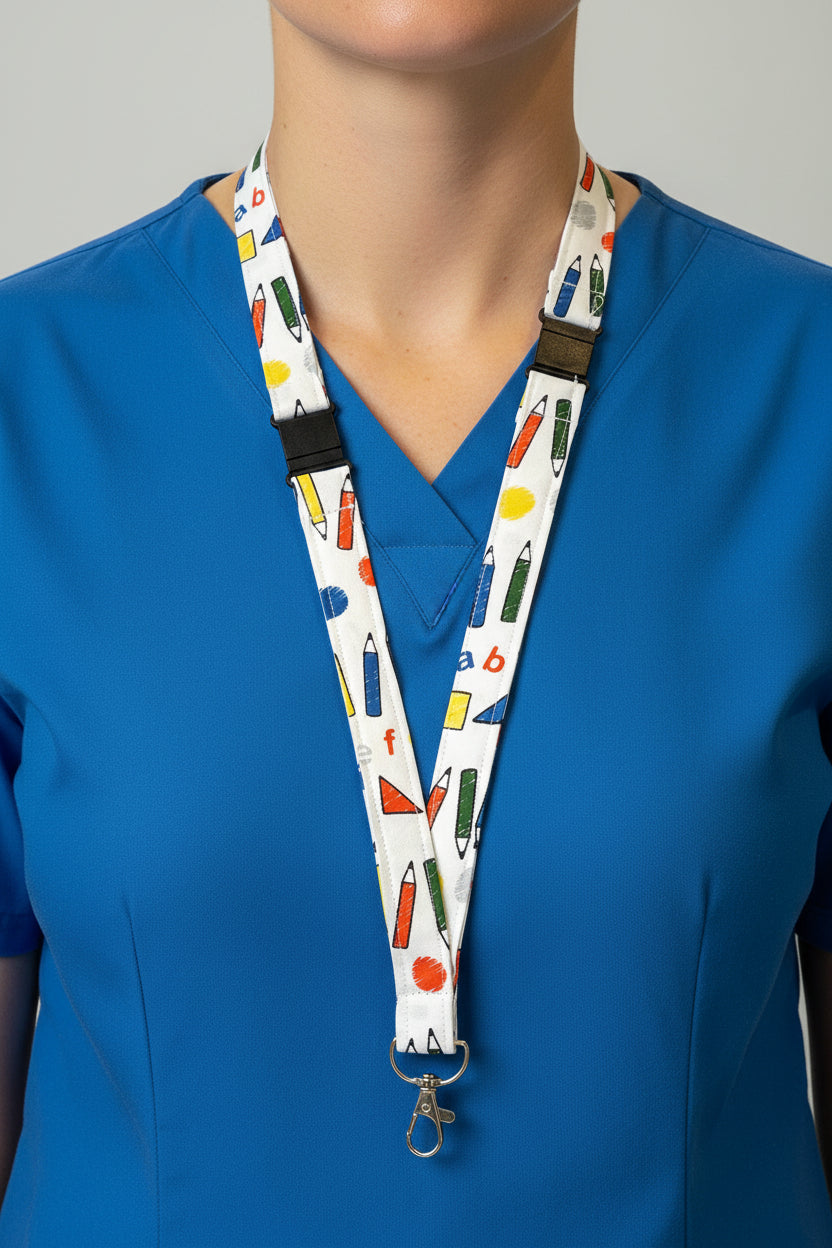 Handmade safety breakaway lanyard with anti-strangulation release points for NHS, healthcare, education and security staff