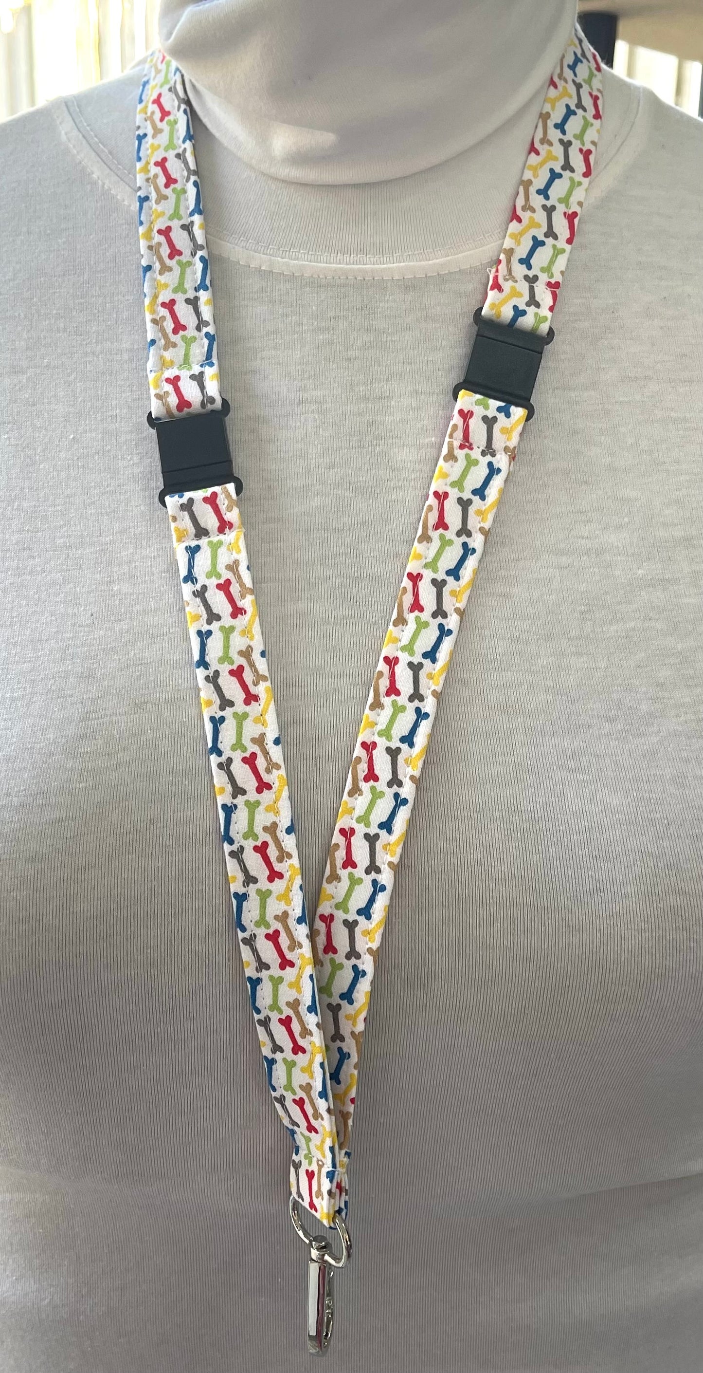 Colorful dog bones Fabric Breakaway Lanyard image 0