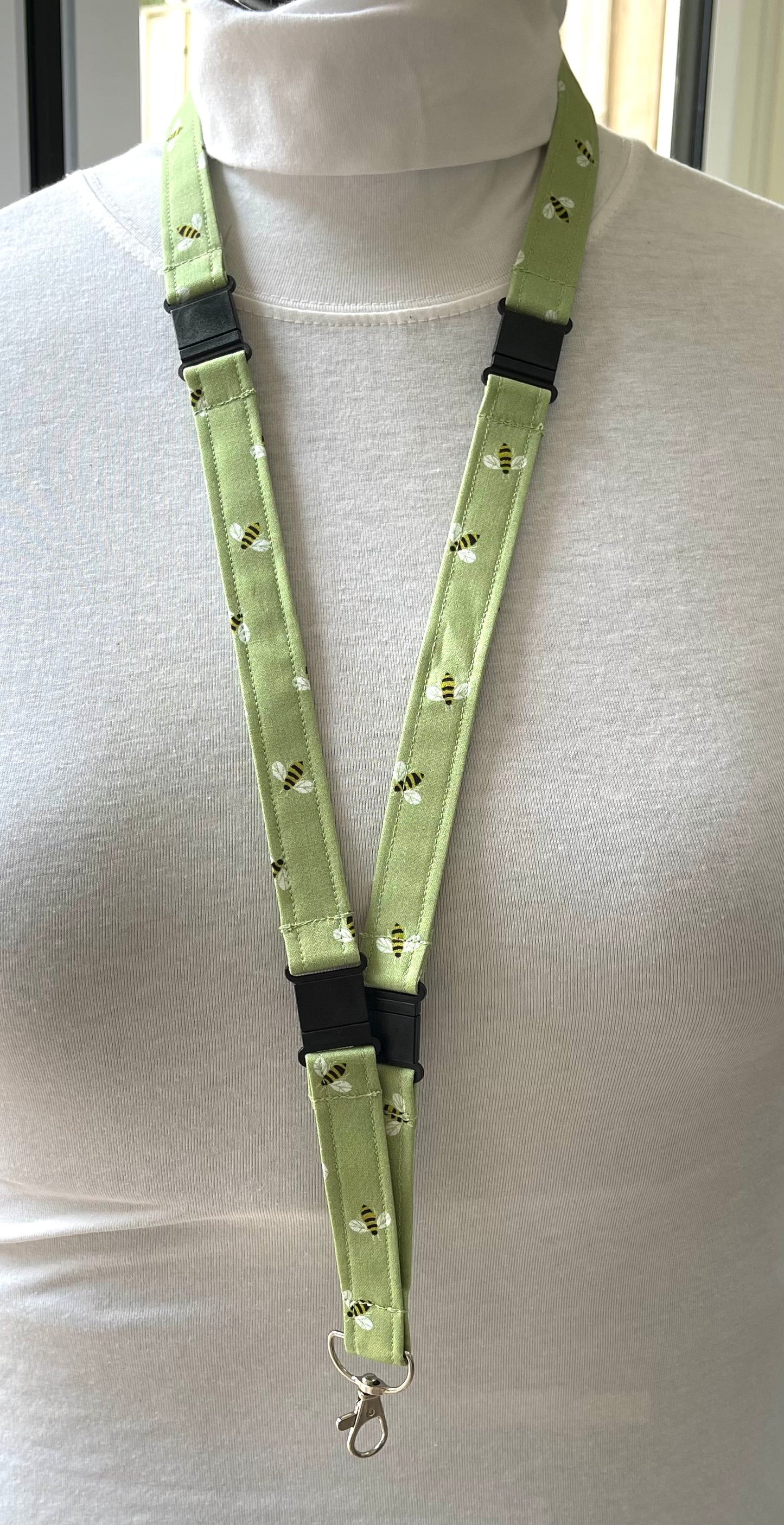 Green Bee Fabric Breakaway Lanyard image 0