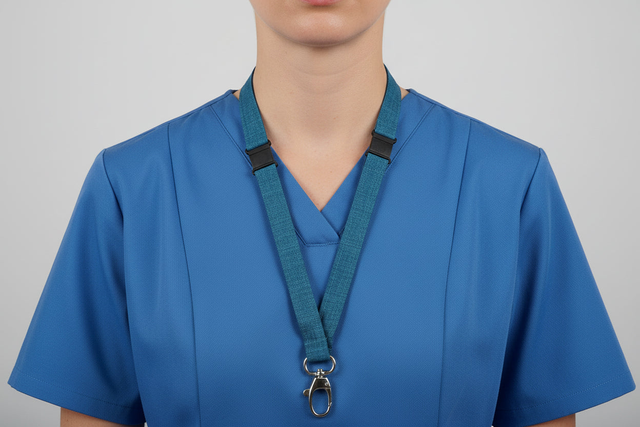 Handmade safety breakaway lanyard with anti-strangulation release points for NHS, healthcare, education and security staff