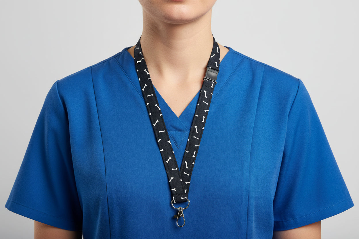 Handmade safety breakaway lanyard with anti-strangulation release points for NHS, healthcare, education and security staff