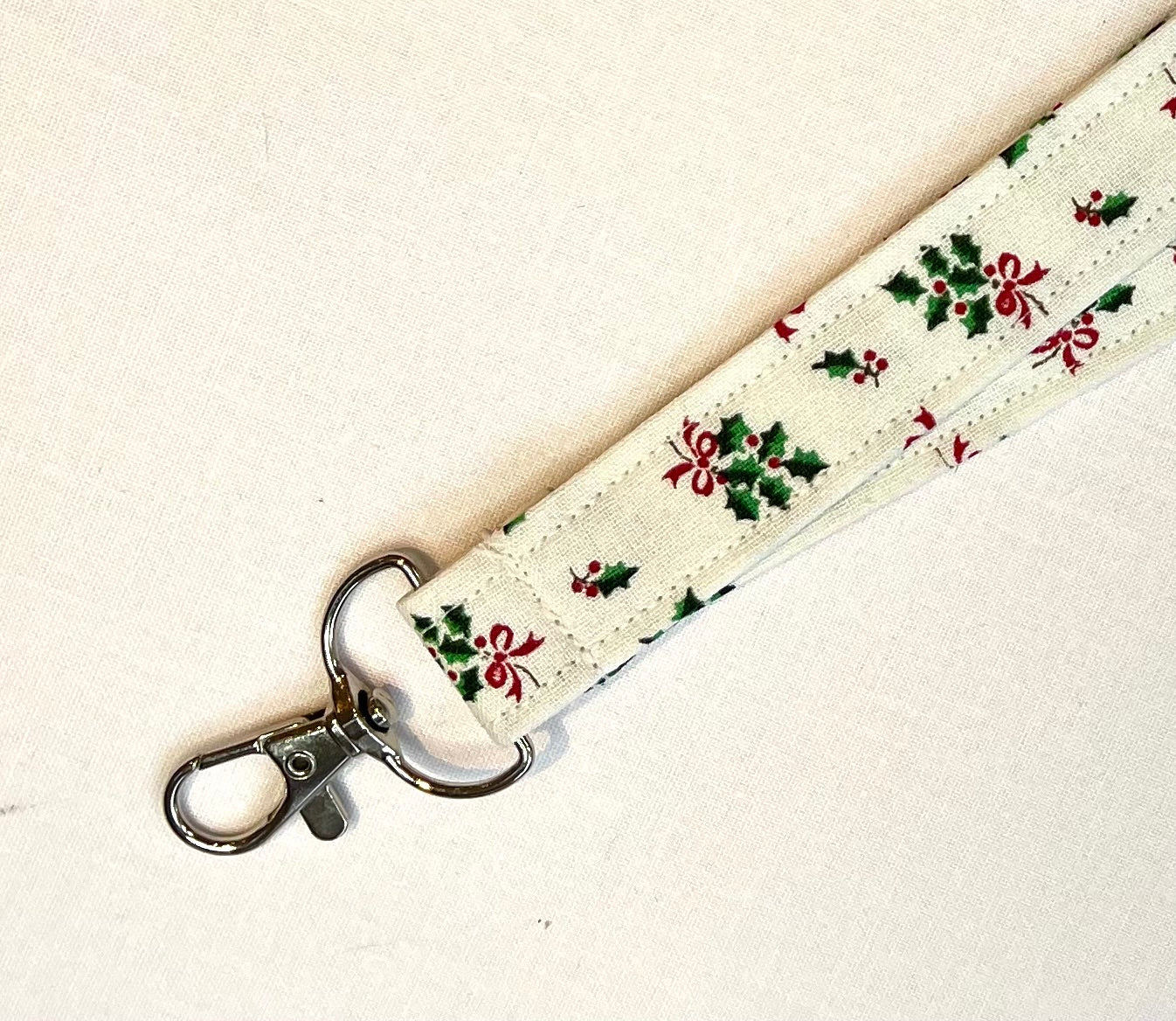 Christmas: Holly Fabric Safety Breakaway Lanyard image 1