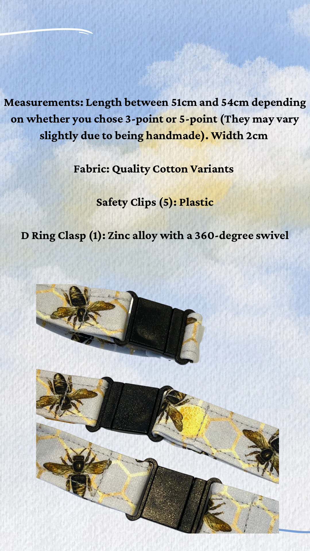 Yellow Bee Fabric Breakaway Lanyard image 7