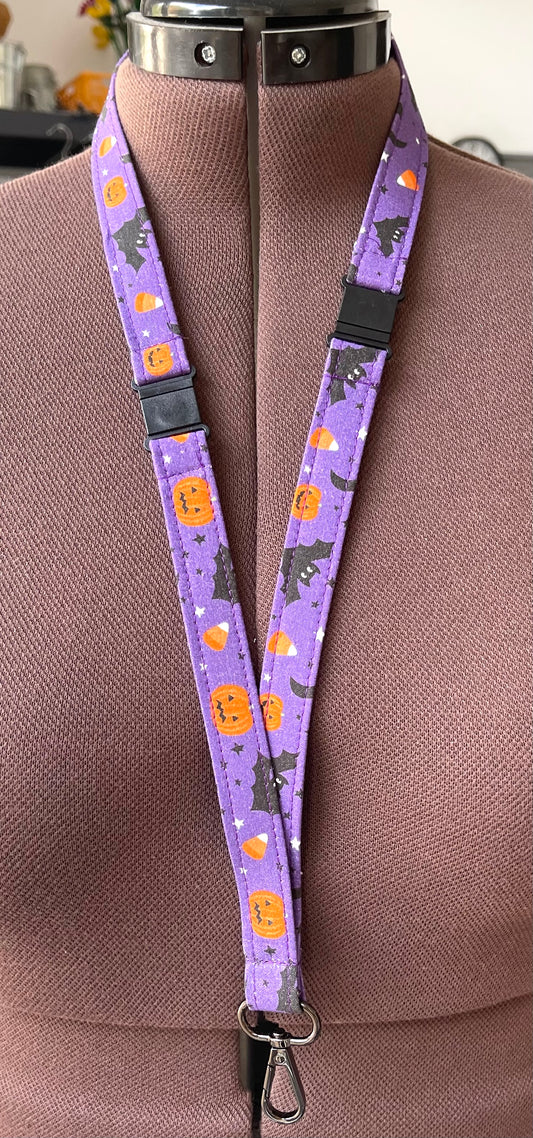 Bats and Pumpkins Fabric Breakaway Lanyard image 0