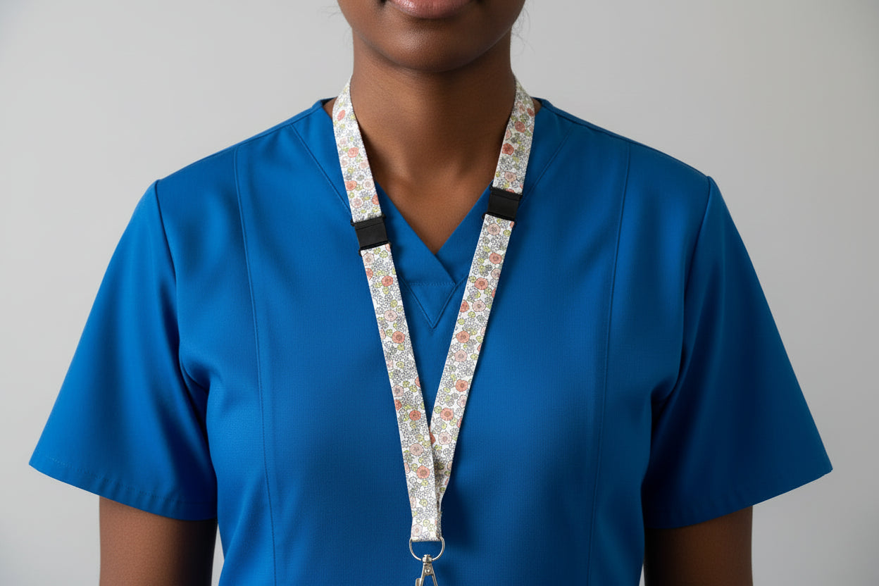 Handmade safety breakaway lanyard with anti-strangulation release points for NHS, healthcare, education and security staff