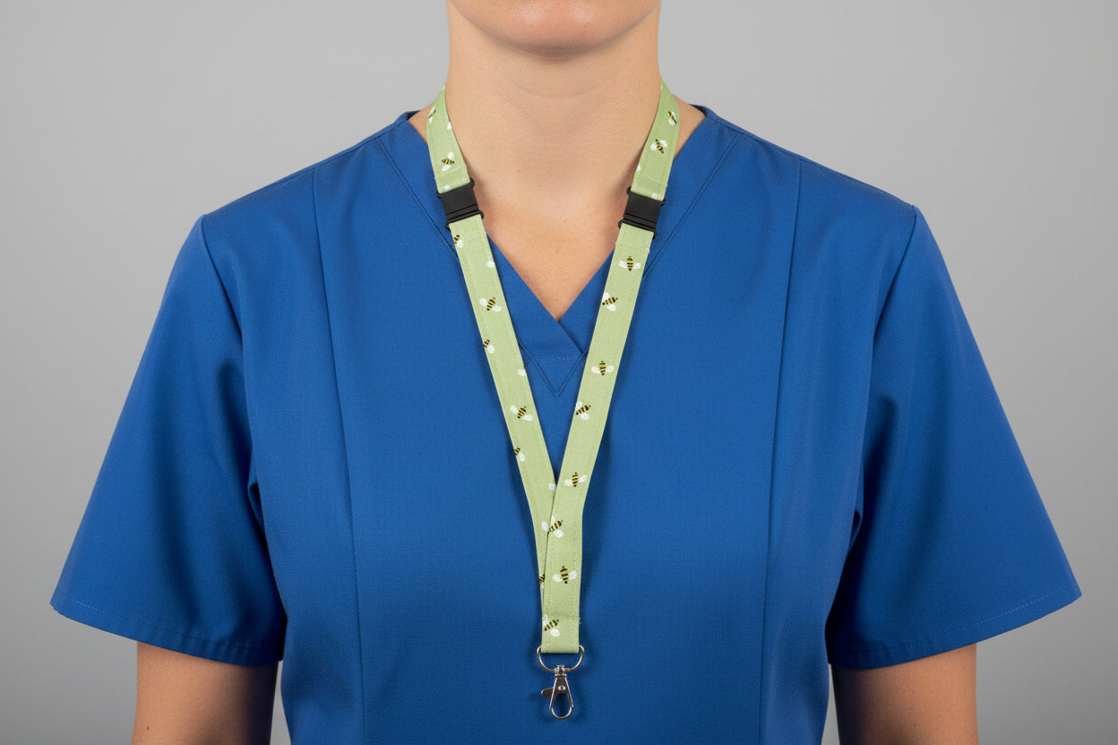 Handmade safety breakaway lanyard with anti-strangulation release points for NHS, healthcare, education and security staff