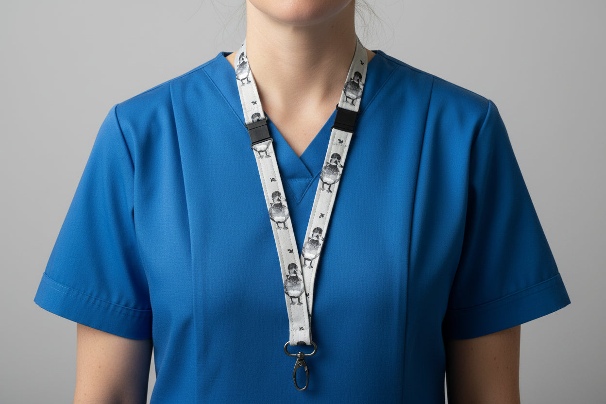 Handmade safety breakaway lanyard with anti-strangulation release points for NHS, healthcare, education and security staff