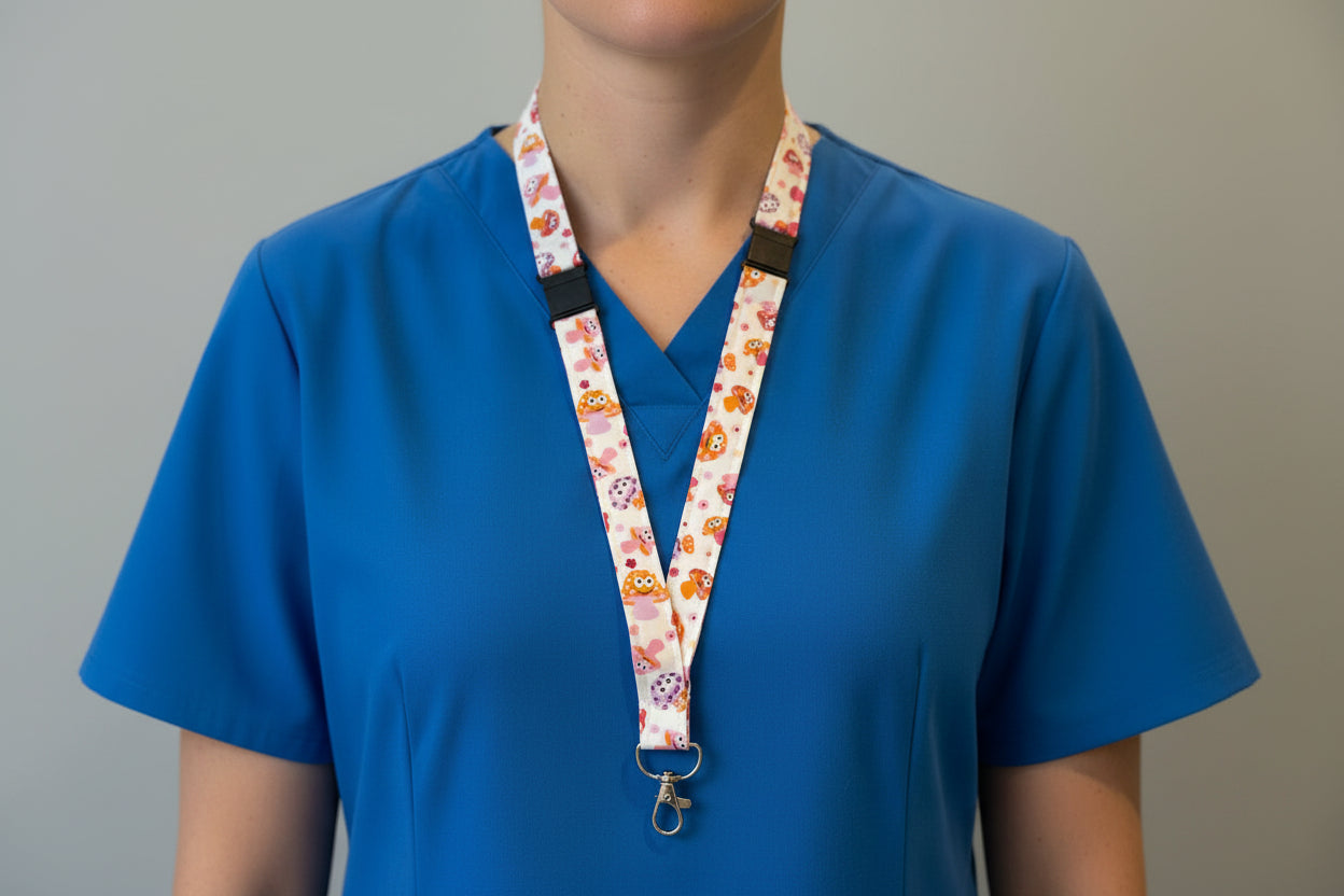 Handmade safety breakaway lanyard with anti-strangulation release points for NHS, healthcare, education and security staff