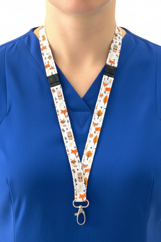 Foxes Friends Fabric Breakaway Lanyard